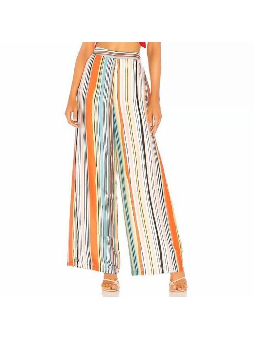 Lovers + Friends Wide Leg Palazzo Pants Small Aruba Stripe Side Zip NWT NEW